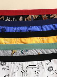 5pcs Boys Comfortable Dinosaur Print Pure Cotton Breathable Briefs - Multicolor - View 3