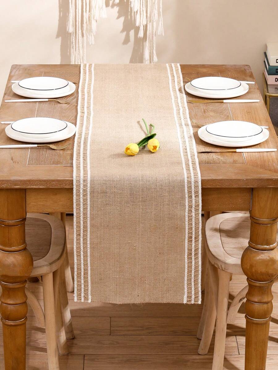 1 件天然黄麻婚礼桌旗、餐桌装饰