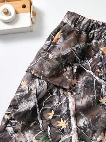 Young Boy Branch Print Elastic Waist Casual Shorts - Multicolor - View 4