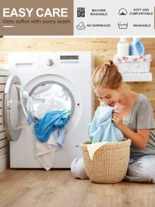 1件床笠，床上用品，床垫保护套，床罩，菱形格纹床笠，舒适家纺，透气防起球床垫保护套，纯色菱形床罩，卧室装饰，装饰床罩 - 藍色 - 查看 9