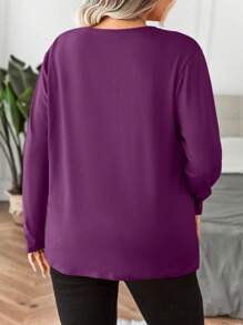 EMERY ROSE T-shirt à manches longues, couleur unie, style décontracté, pour femmes grandes tailles, printemps automne