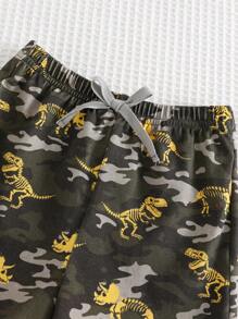 Cozy Pixies 2 件装男婴字母图案柔软针织无袖圆领上衣和松紧腰短裤套装