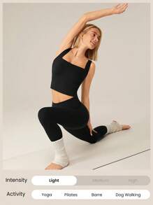 GLOWMODE All-Day Long Second-Skin Ultra Lightweight Seamless A/B/C Cup Full Coverage Underarm Longline Sports Bra Low Impact Yoga Daily Removable Cups Spring Fall Winter - Black - View 10