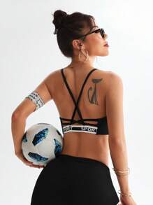 Gameset SHEIN Sport Women Sports Bra (Seamless, Black) - Black - View 3