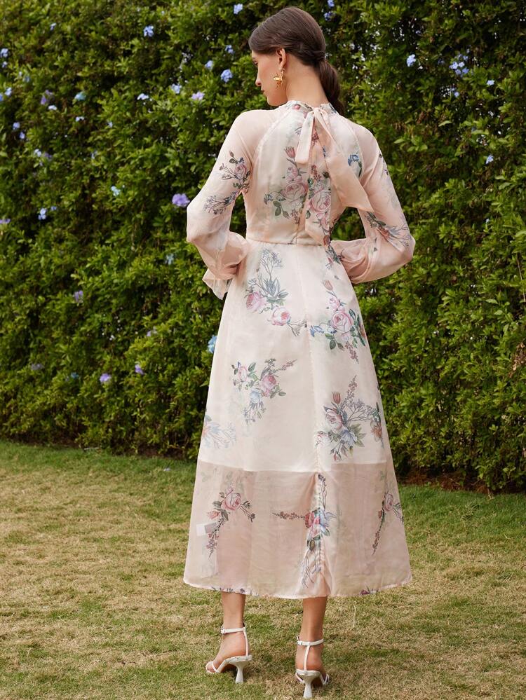 Women's Vintage Ditsy Floral Elegant Dress, French Style Goddess Dress For Wedding Guest, Spring/Holiday/Festival