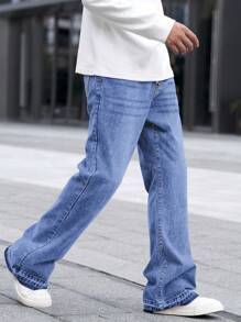 Manfinity Homme Men's Versatile Casual Denim Flare Pants