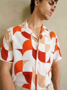 Manfinity VCAY Men's Woven Short Sleeve Casual Mandarin Collar Shirt, Suitable For Summer - Multicolor - View 2