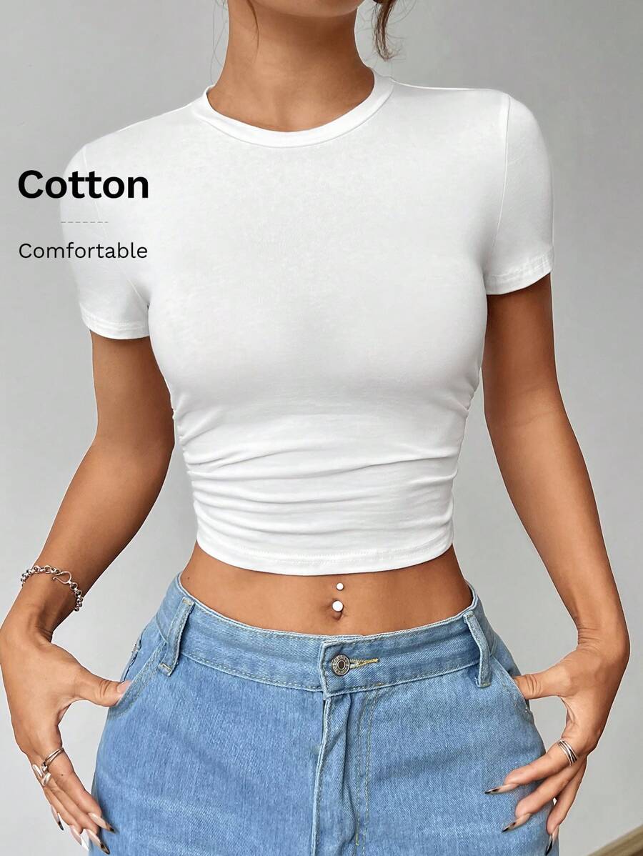 SHEIN EZwear Women T-Shirts - Putih - View 1