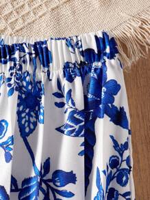 SHEIN 2pcs/Set Young Girl Floral Print Ruched Cami & Casual Palazzo Pants Set, Vacation Outfit  Young Girls Summer Sets - Multicolor - View 6