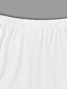 SHEIN Tween Boy 简约无袖背心和短裤 2 件套，夏季时尚 - 白色 - 查看 8