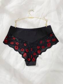 Seduluxe Fashionable Lace Patchwork Hipsters, Casual And Minimalist For Everyday Wear - Black - View 2