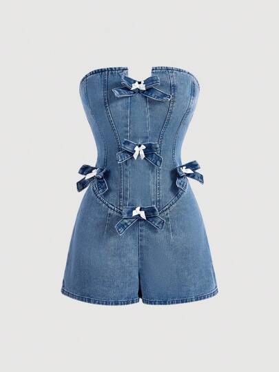 SHEIN MOD 女士牛仔背带裤和连体裤，简约休闲日常穿着