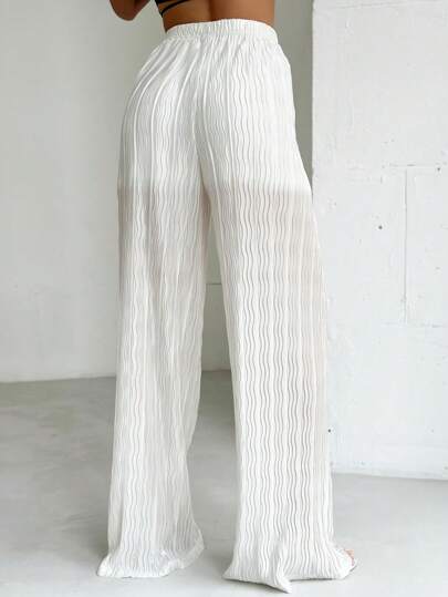 SHEIN Privé Ladies Summer Elegant Romantic Fashion Commuter Sexy Elegant Style White Muscle Pants, Banquet Party, Beach Vacation Tops, Back To School Graduation Season Women's Clothing, Romantic Dating, Weddings, Birthdays, Easter Ladies, Brazilian Carnival, Music Festivals, Spring/Summer Women's Clothing, St. Patrick's Day, Summer Clothing, Women's Brunch Clothing, Bohemian Style