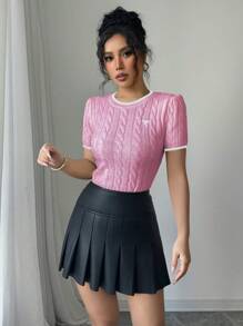 Elenzga Ladies Bow Embroidery Knit Top, Minimalist Fashion Suitable For Summer - Pink - View 3