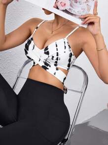 Lifespree Women's Black Tie-Dye Print Backless Bra - Black and White - View 5