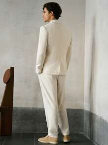 Manfinity VCAY 2pcs Men's Woven Slim Fit Casual Suit Set - Apricot - View 2