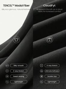 GLOWMODE 2 Pieces  Modal Relaxed Fit Tee & 2.5'' CloudKnit Adjustable Drawstring Waist Shorts With Side Pockets Set Daily Casual Spring Summer - Black - View 6