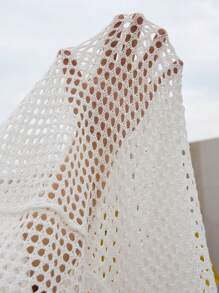 SHEIN Swim Plus Size Knit Crochet Long Cover Up, Suitable For Vacation For Summer