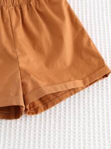 Cozy Pixies 2 stuks Baby Boy Cartoon Bear Patroon Gebreide Zachte Ronde Hals Korte Mouw Pullover Top En Effen Kleur Elastische Taille Shorts Set
