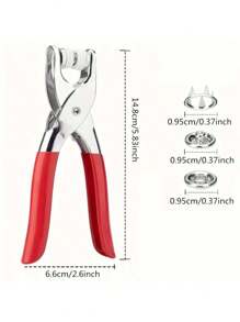 SHEIN DIY 金属按扣带紧固件钳按压工具套件，用于缝纫和手工制作（9.5 毫米），适用于衣服、背包、连体裤、缝纫和工艺品 - 銀色 - 查看 3