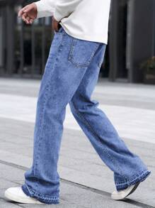 Manfinity Homme Men's Versatile Casual Denim Flare Pants