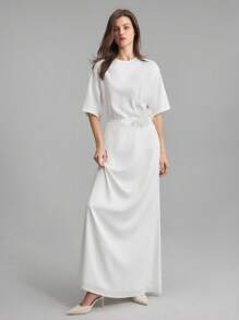 Ontre Women's White Wedding Bridesmaid Elegant Long Skirt With 3D Floral Waist Decoration - White - View 1