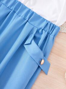 3-Piece Tween Girl Blue Vest Suit Set With White Tee And Pants, Formal Look, Spring/Summer