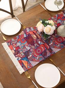1 st. Boheemse stijl decoratieve tafelloper doek, waterdicht bedrukt linnen voor restaurant en eettafel