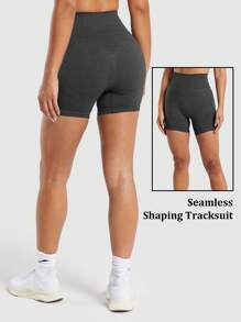 SHEIN Sport Studio Women Seamless Sports Shorts, Minimalist & Stylish Casual Solid Color Biker Shorts