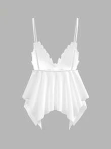 Sweetina White Women Outfits Satin Camisole Top With Bow Decor, Minimalist Fashion Casual Everyday Wear Valentines Clothes Spring Women Outfits - White - View 10