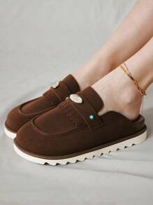 Solecia Retro Casual Versatile Minimalist Flat Loafers Spring Shoes Spring Break Easter - Coffee Brown - View 3