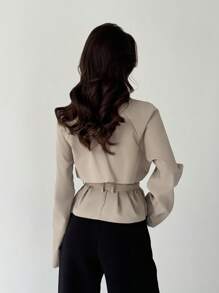 Firerie New Khaki Three-Dimensional Pocket Belt Women's Trench Coat In Fall/Winter - Khaki - View 3