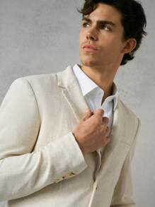 Manfinity VCAY 2pcs Men's Woven Slim Fit Casual Suit Set - Apricot - View 4