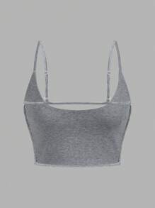 SHEIN BASICS 3件套休闲纯色露脐吊带背心上衣，春季女装 - 彩色 - 查看 8