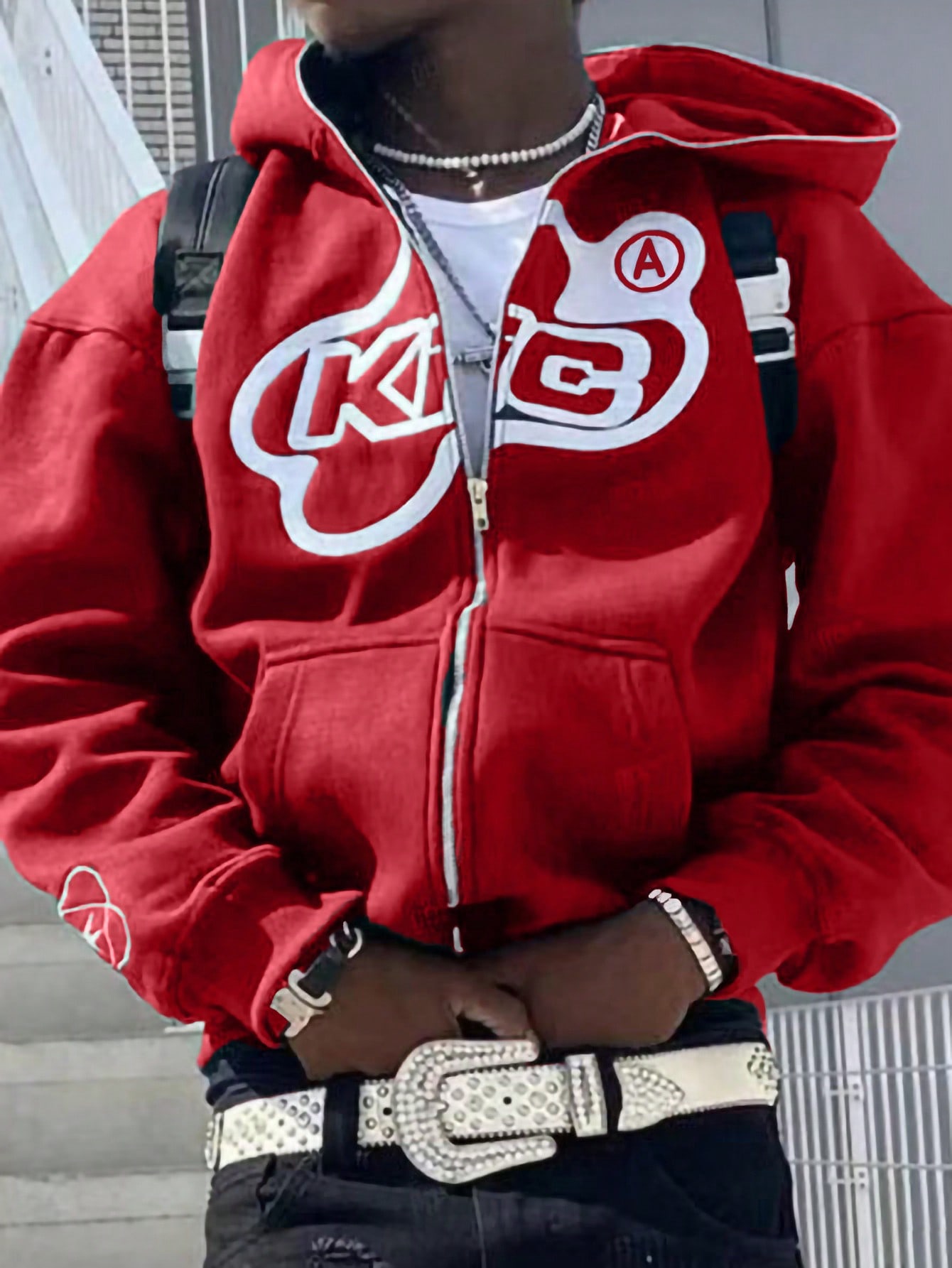 Manfinity Dauomo Y2K Style Men's Baseball Jacket Hoodie, Streetwear Letter Printed Short Graphic Hoodie