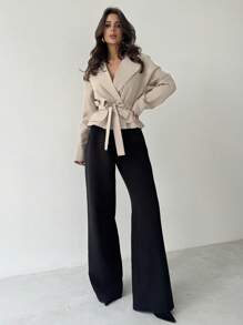 Firerie New Khaki Three-Dimensional Pocket Belt Women's Trench Coat In Fall/Winter - Khaki - View 8