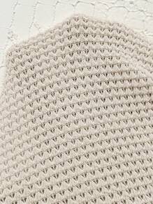 SHEIN LUNE Dames Casual Knit Hollow Stof Contrast Kleur Borduurwerk Raglan Korte Mouw Getailleerd T-shirt, Geschikt Voor Dagelijks Leven, Vakantie, Reizen, Strand