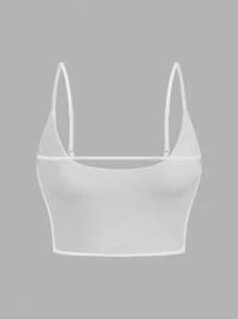 SHEIN BASICS 3件套休闲纯色露脐吊带背心上衣，春季女装 - 彩色 - 查看 6