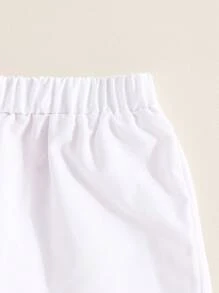 Set 2 bucăți pentru băieți, cămașă cu mânecă scurtă la un singur piept + pantaloni scurți sport casual cu talie elastică, ținută versatilă la modă cu imprimeu de frunze pentru vară