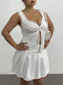 SHEIN POPSWAY Femmes grande taille Débardeur romantique d'été en dentelle contrastée