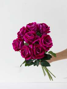 SHEIN 5 Packs/4Pcs/1Bunch Rose Red Rose Artificial Bridal Bouquet Realistic Velvet Faux Flower Flower Arrangement Decoration Fake Rose Artificial Rose For Valentine's Day Gifts Wedding Party Home Decoration, Birthday Gifts Outdoor Indoor Decor, Vase Floral Decor (Purchase Instructions: May Contain Odor, Please Place In Window For Ventilation For 1-2 Days), Valentine Day, Gift