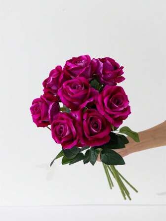 SHEIN 5 Packs/4Pcs/1Bunch Rose Red Rose Artificial Bridal Bouquet Realistic Velvet Faux Flower Flower Arrangement Decoration Fake Rose Artificial Rose For Valentine's Day Gifts Wedding Party Home Decoration, Birthday Gifts Outdoor Indoor Decor, Vase Floral Decor (Purchase Instructions: May Contain Odor, Please Place In Window For Ventilation For 1-2 Days), Valentine Day, Gift