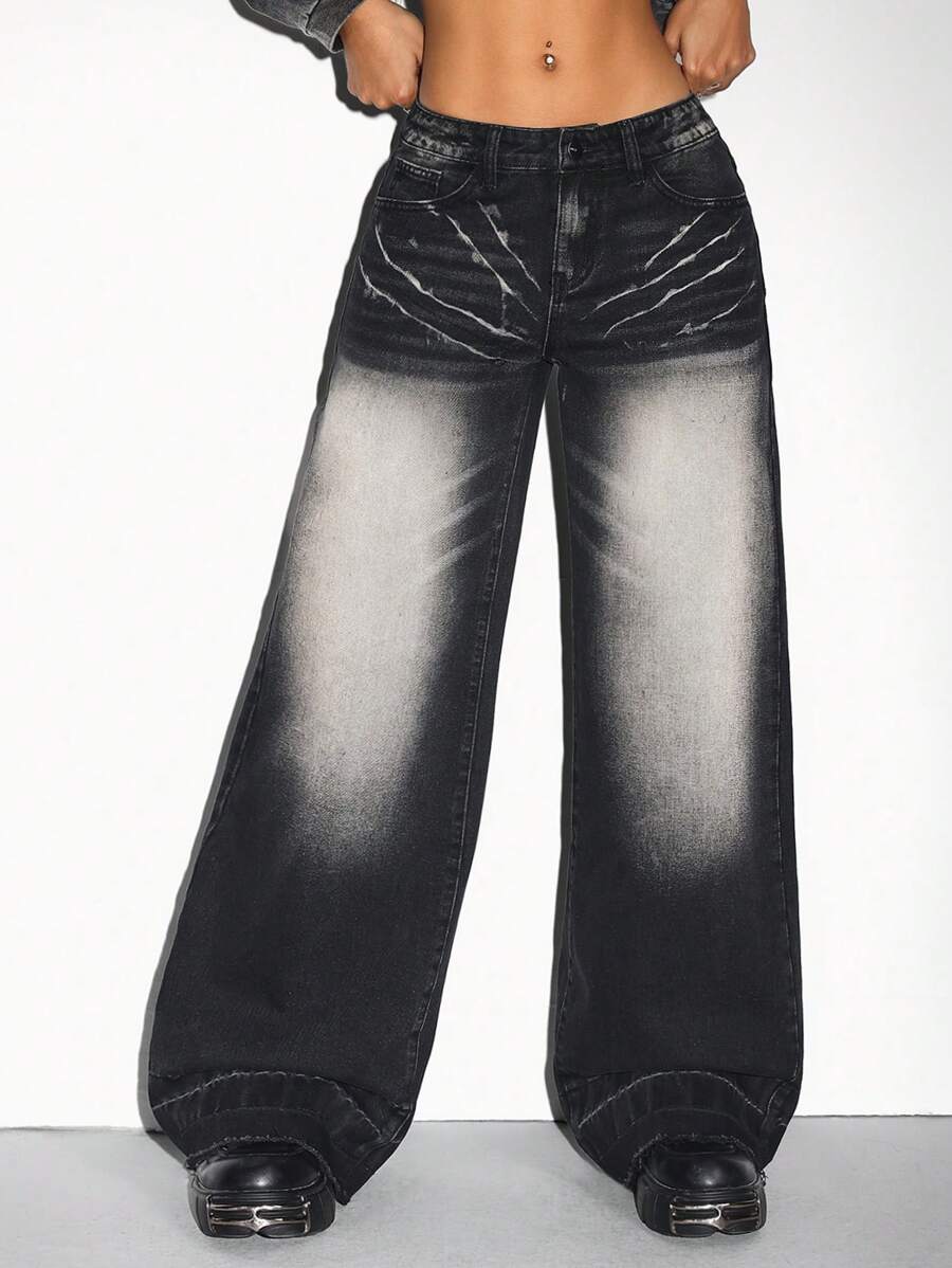 SHEIN ICON Damen Lässig Jeans, minimalistischer für den täglichen Gebrauch