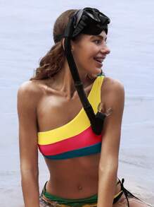 Swim SPRTY Springbreak 新款女式拼色单肩运动风格泳衣上衣 - 彩色 - 查看 5