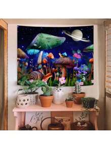 1 pieza Tapiz decorativo de pared con estampado de setas, para decoración de pared en habitaciones, decoración del hogar