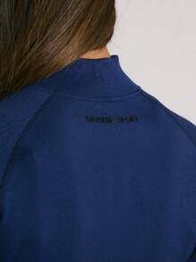 Musera Sport Long Sleeve Cropped Zip Up Jacket Gym Fitness - Blue - View 6