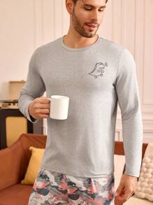 Happy Jammies Conjunto de ropa casual para hombre, camiseta de manga larga y pantalones, minimalista, cómodo para uso diario