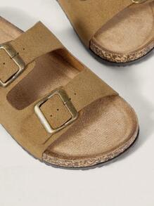 Solecia 女士金属装饰简约平底凉鞋，日常休闲穿着 - 駝色 - 查看 5