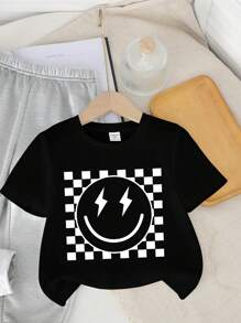 SHEIN 2件套男童休闲简约圆领短袖上衣和裤子套装