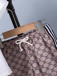 2pcs Set Young Boys Round Neck T-Shirt And Printed Shorts, Summer Getaway, Holiday, Travel, Relax, Sunbathing - White - View 5